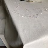 Antique linen tablecloth and whipped cream silk