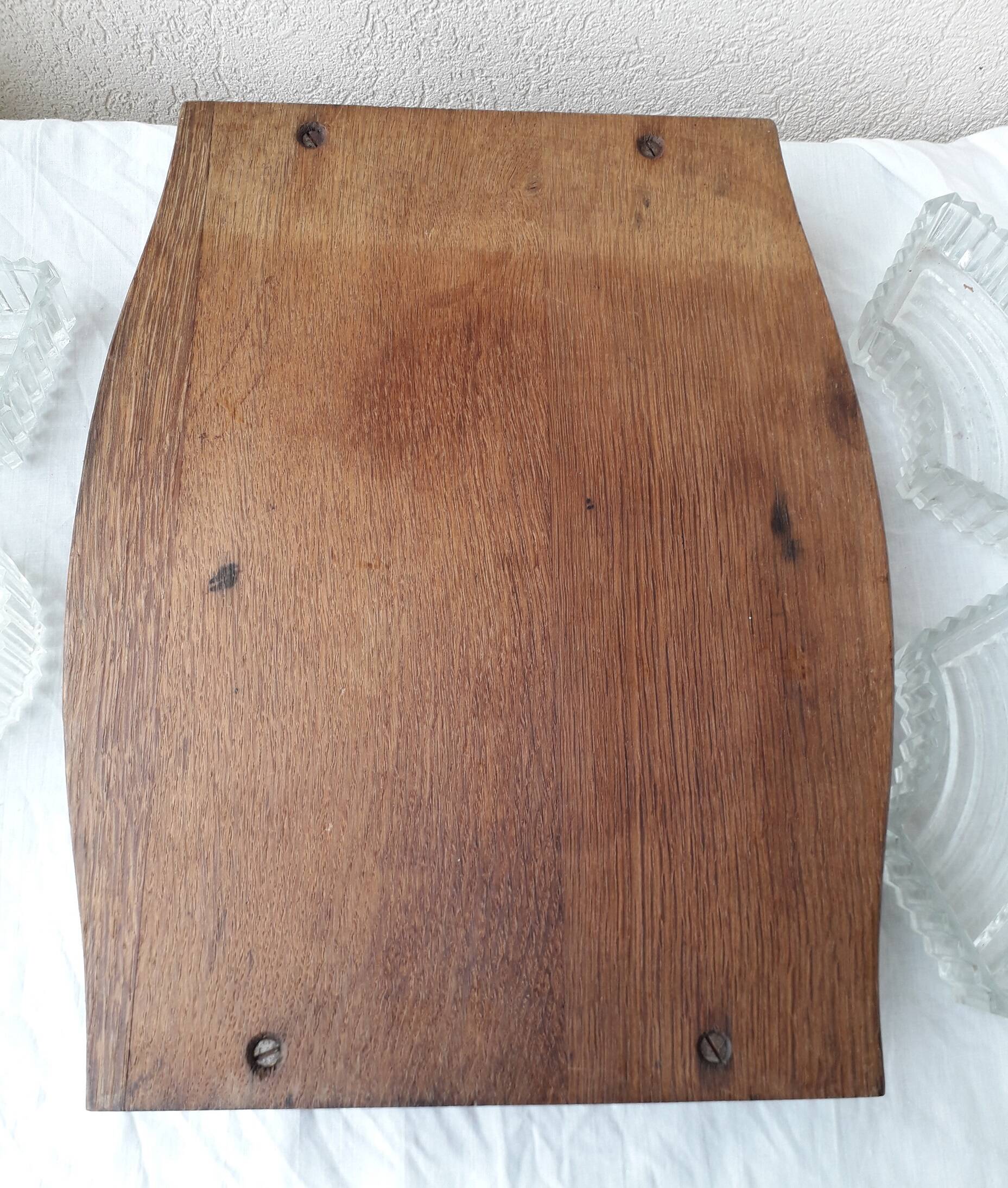 Wooden and glass serving tray