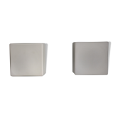 Pair of square wall lamps/ceiling lamps in vintage matte opaline