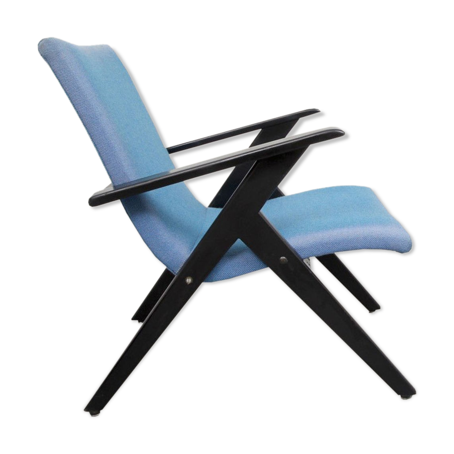 Fauteuil ciseaux des années 1950 en bleu