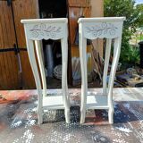 Pair of cream-washed wood stands