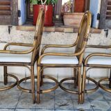 4 fauteuils vintage en Bambou 70's  dans le style Maugrion Roche Bobois