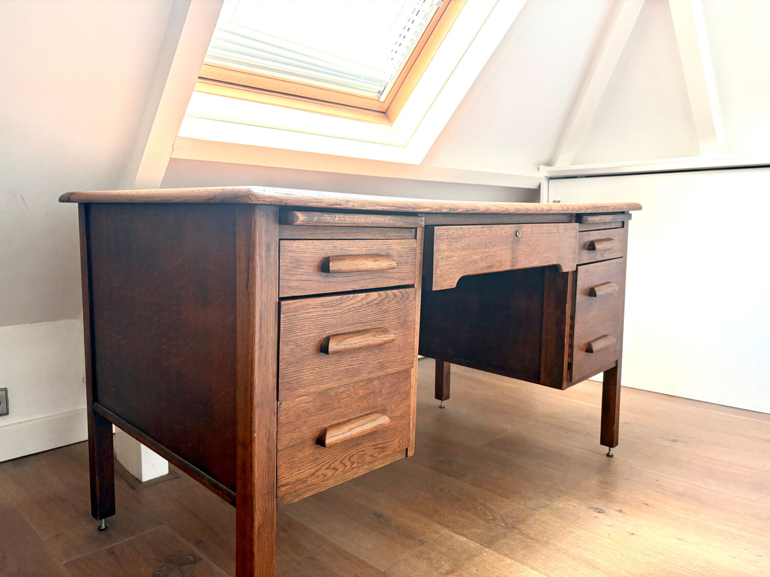 Antique desk Anbess oak secretaris vintage