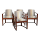 Set of 4 Art Deco design dining chairs with luxurious fabric upholstery