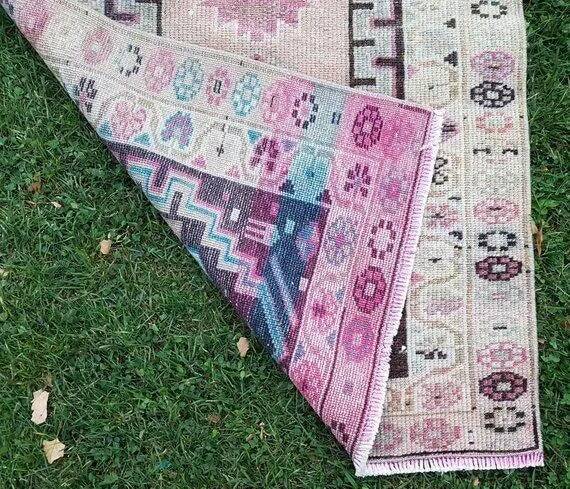 Vintage Turkish hallway rug 85x397 cm