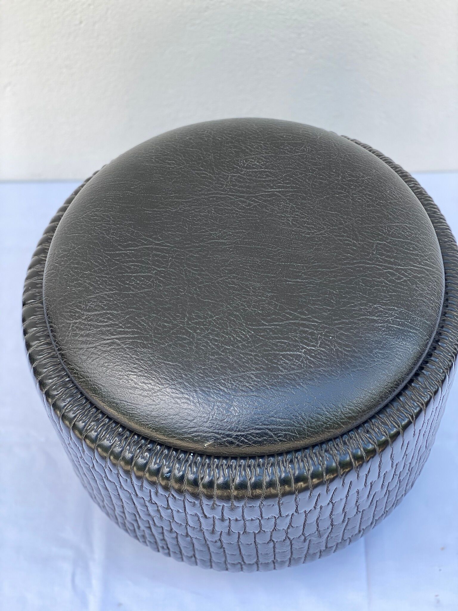Peter's amsterdam black leatherette pouf 1950