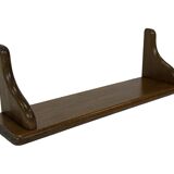 Vintage book shelf wall rack 1970s in dark oak - minimalist design