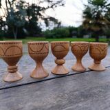 5 wooden egg cups from the 50s/60s.