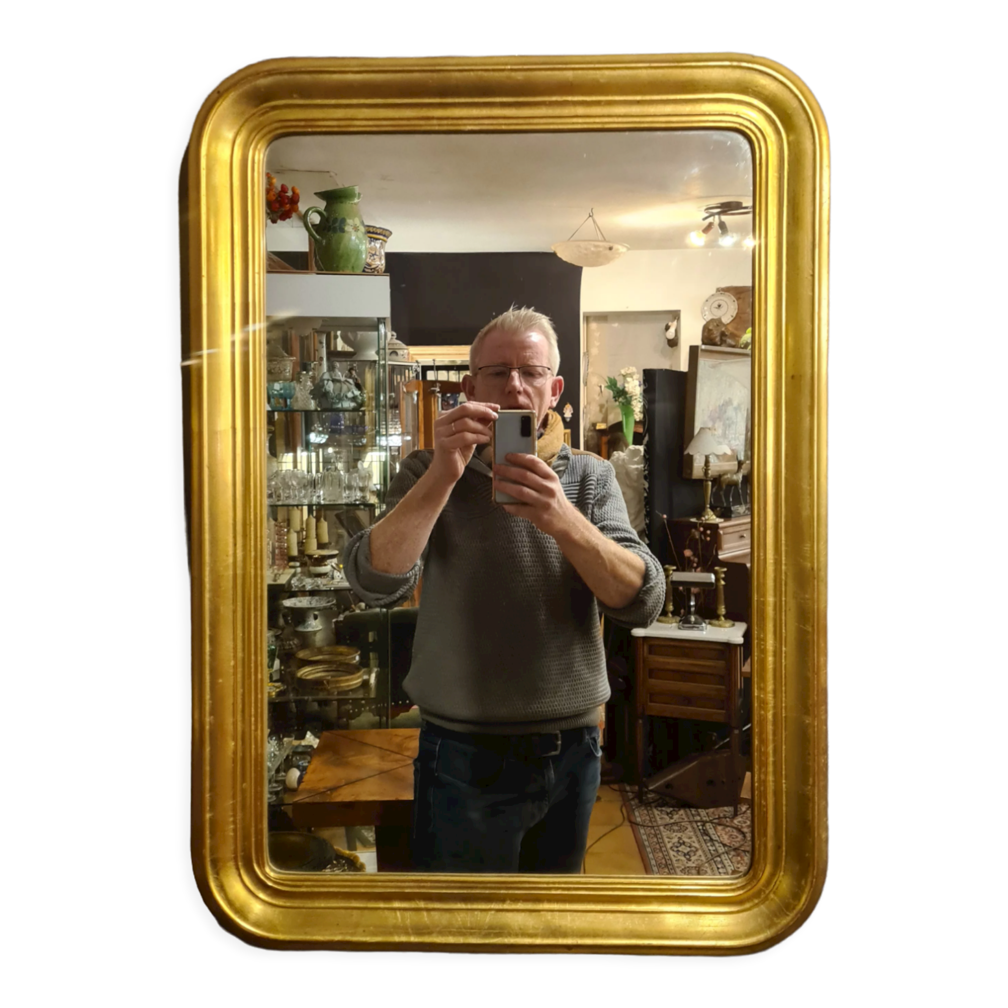 Golden vintage mirror, 73x52 cm
