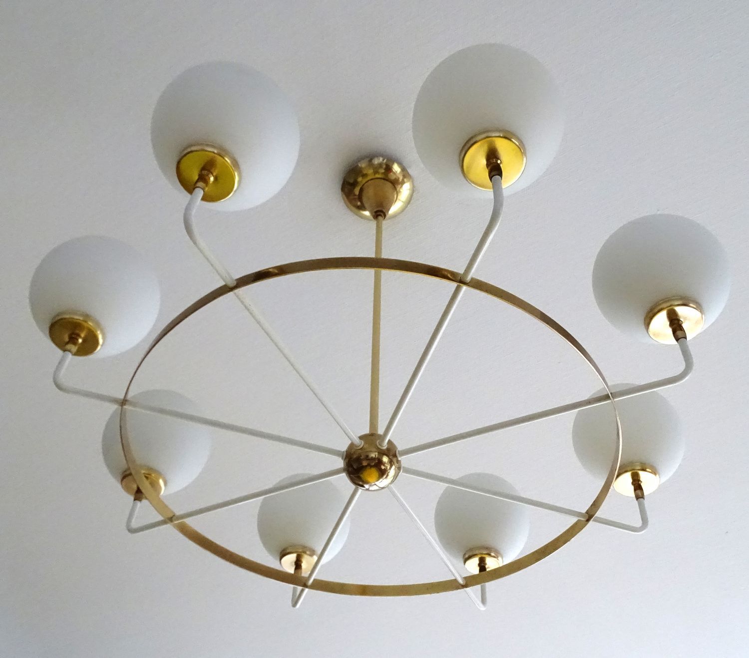 Suspension XXL Vintage Italy, 50s, Brass and Glass