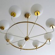 Suspension XXL Vintage Italy, 50s, Brass and Glass