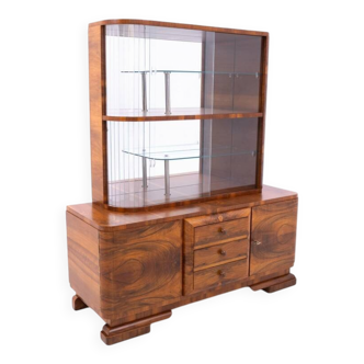 Vitrine Art Déco de Pologne, années 1940. Après restauration.