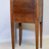 Directoire bedside table in walnut with marble top.