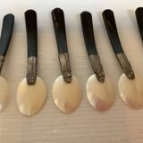Six antique mother-of-pearl caviar spoons