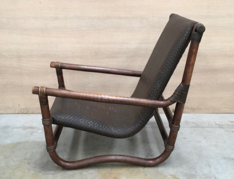 Fauteuil en bambou et en cuir