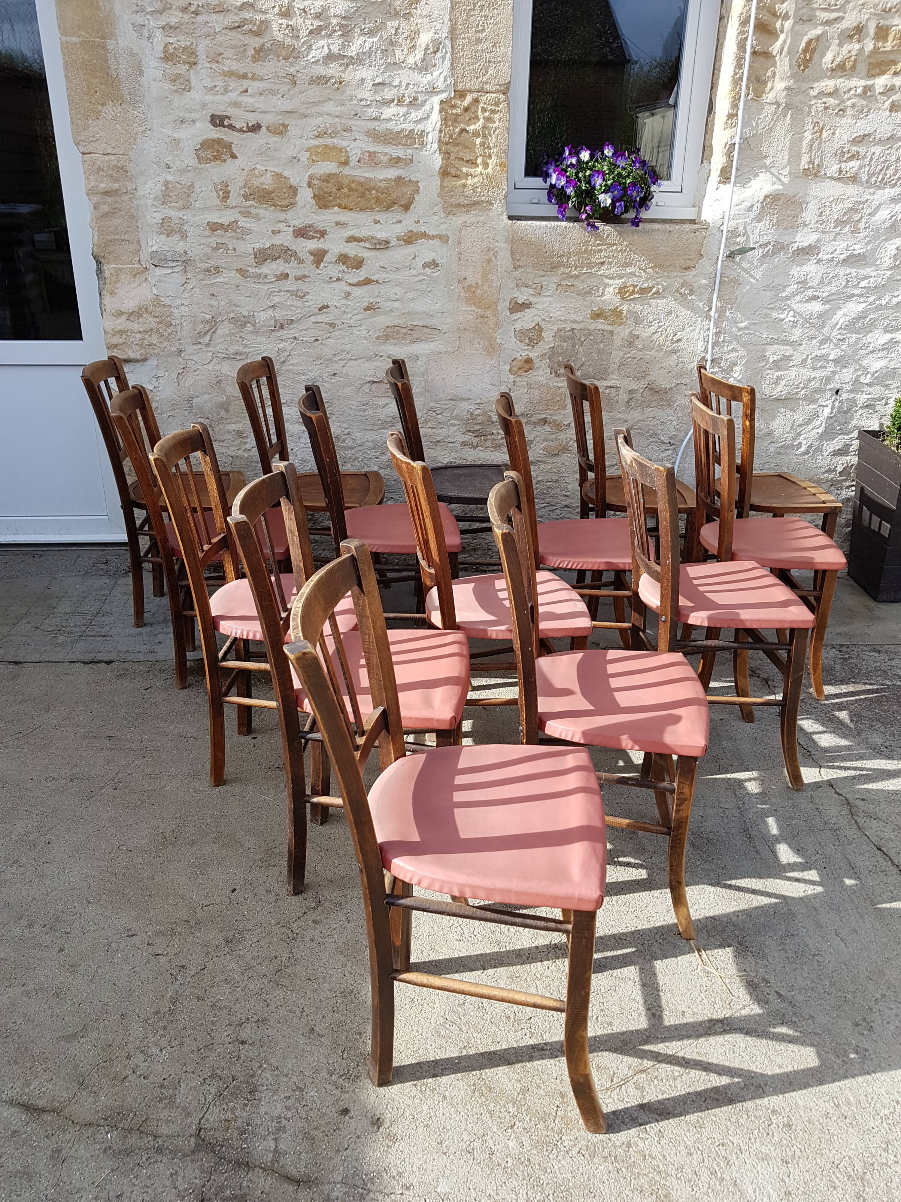 Lot of 15 old bistro chairs