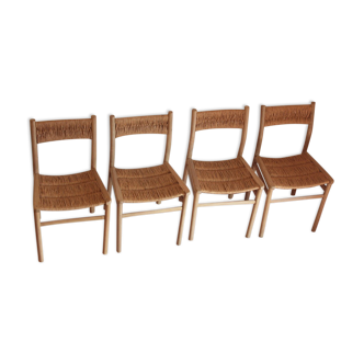 Set of 4 vintage chairs "weekend" by Pierre Gautier Delaye 1955