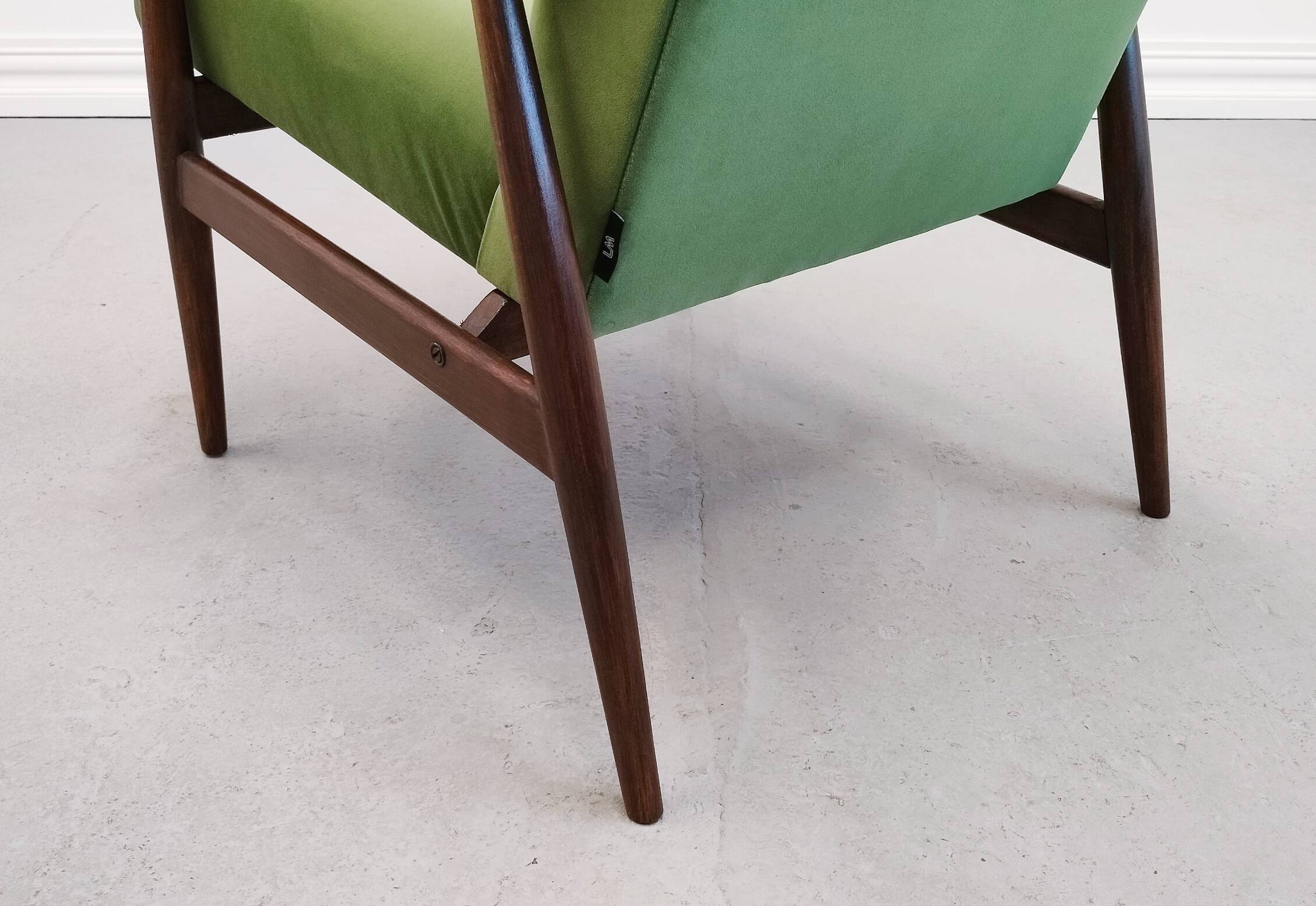 1960 Henryk Lis Mid Century Armchair in Green Velvet