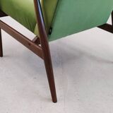 1960 Henryk Lis Mid Century Armchair in Green Velvet