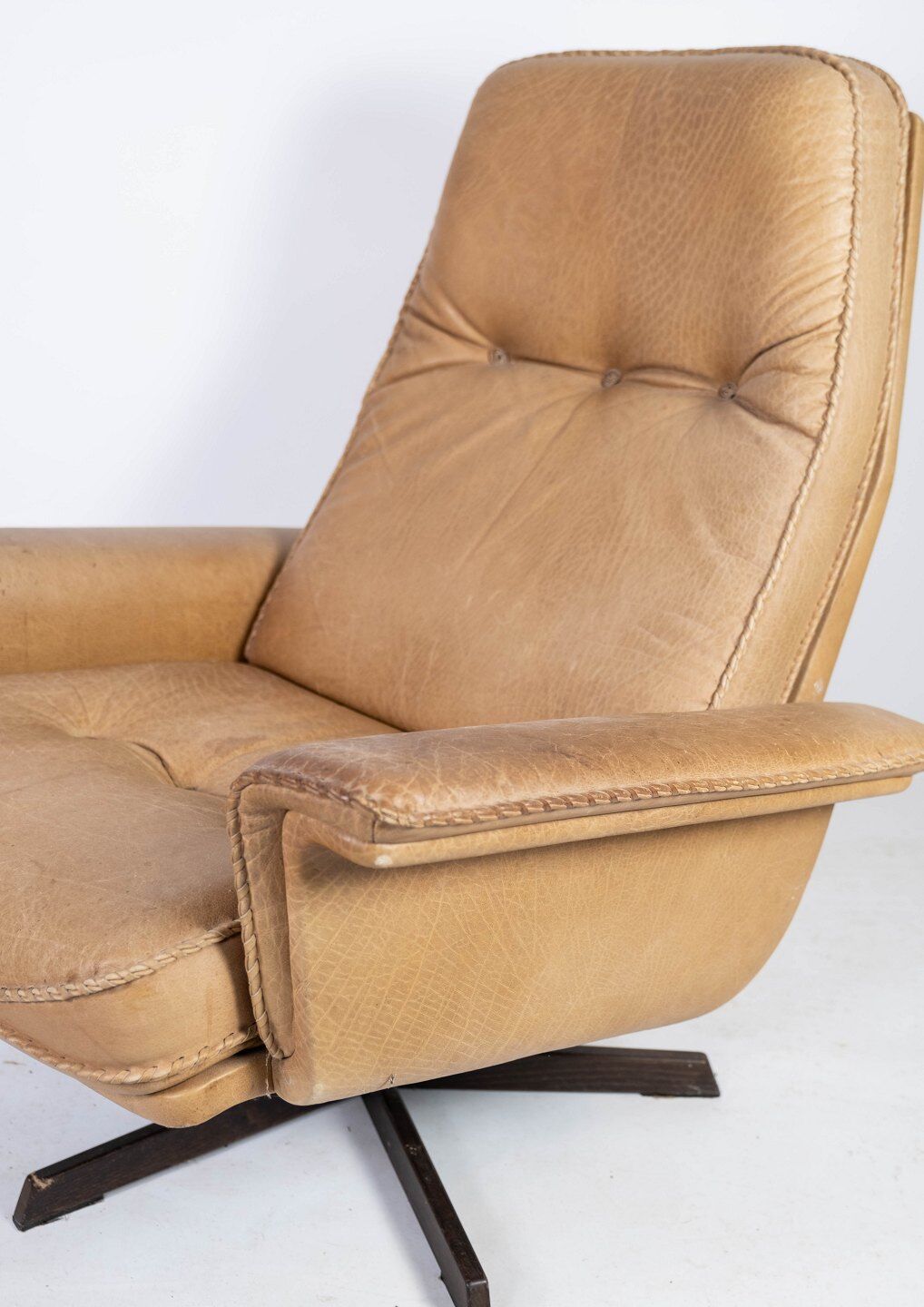 Armchair and stool in 1960s Danish leather and rosewood