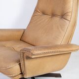 Armchair and stool in 1960s Danish leather and rosewood