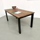 Solid oak dining table from the 70s with metal legs