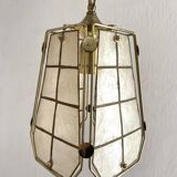 Vintage mother-of-pearl and brass pendant light