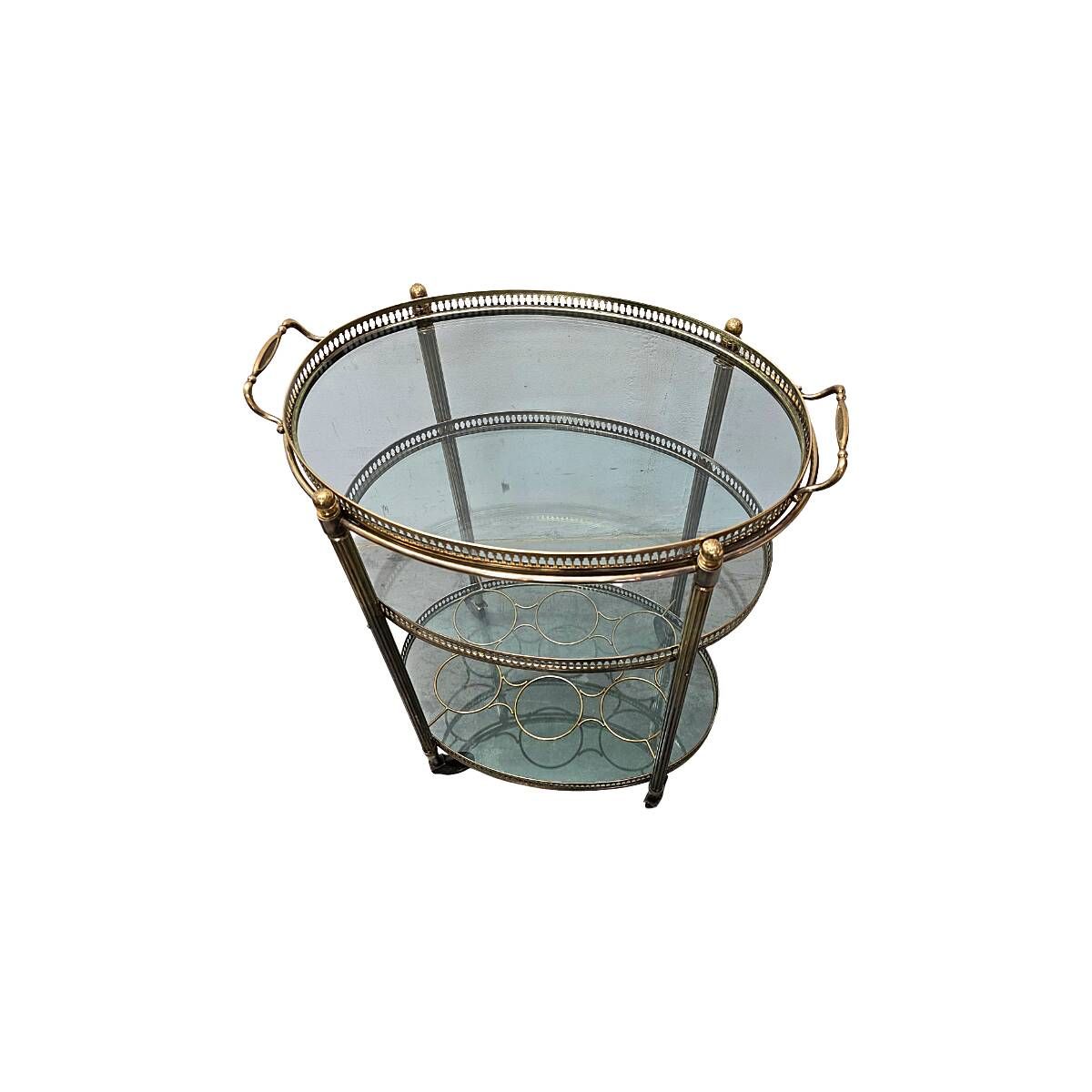 Vintage French Brass Serving Trolley, 1960s