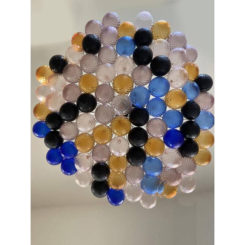 Scenographic Multicolor “Ballotton” Balls Murano Glass Chandelier