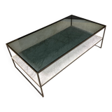 Table basse en marbre et en verre des années 1980