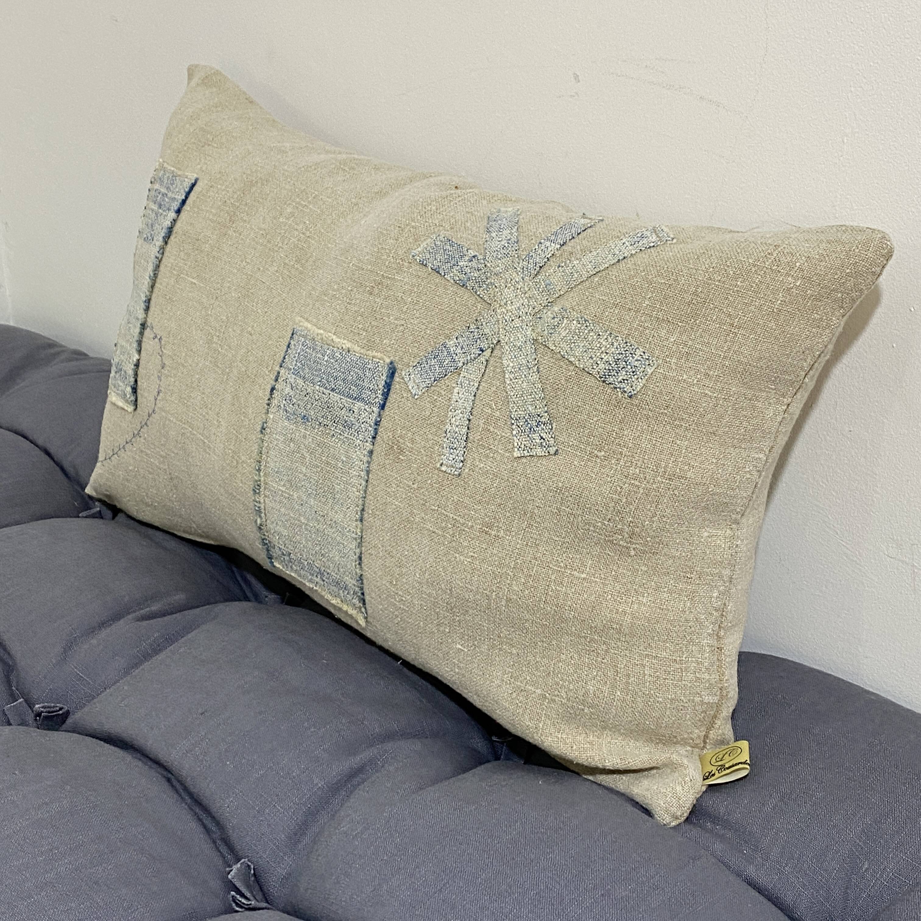 Handmade cushion in vintage fabric, Kilim style - Double-sided