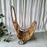 Vintage rattan log holder
