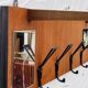 Vintage wooden wall coat rack mirror from the 1960s.