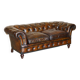 Victorian Chesterfield leather upholstered canapé with feather cushions.