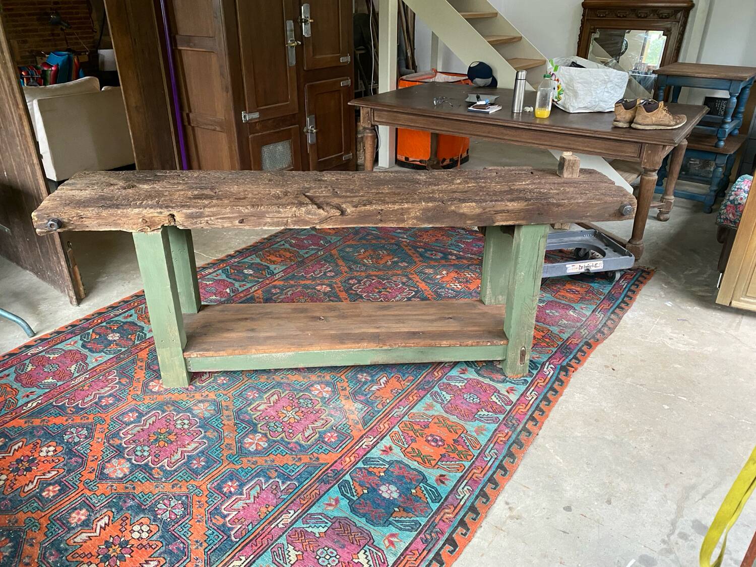 Wooden carpenter's workbench