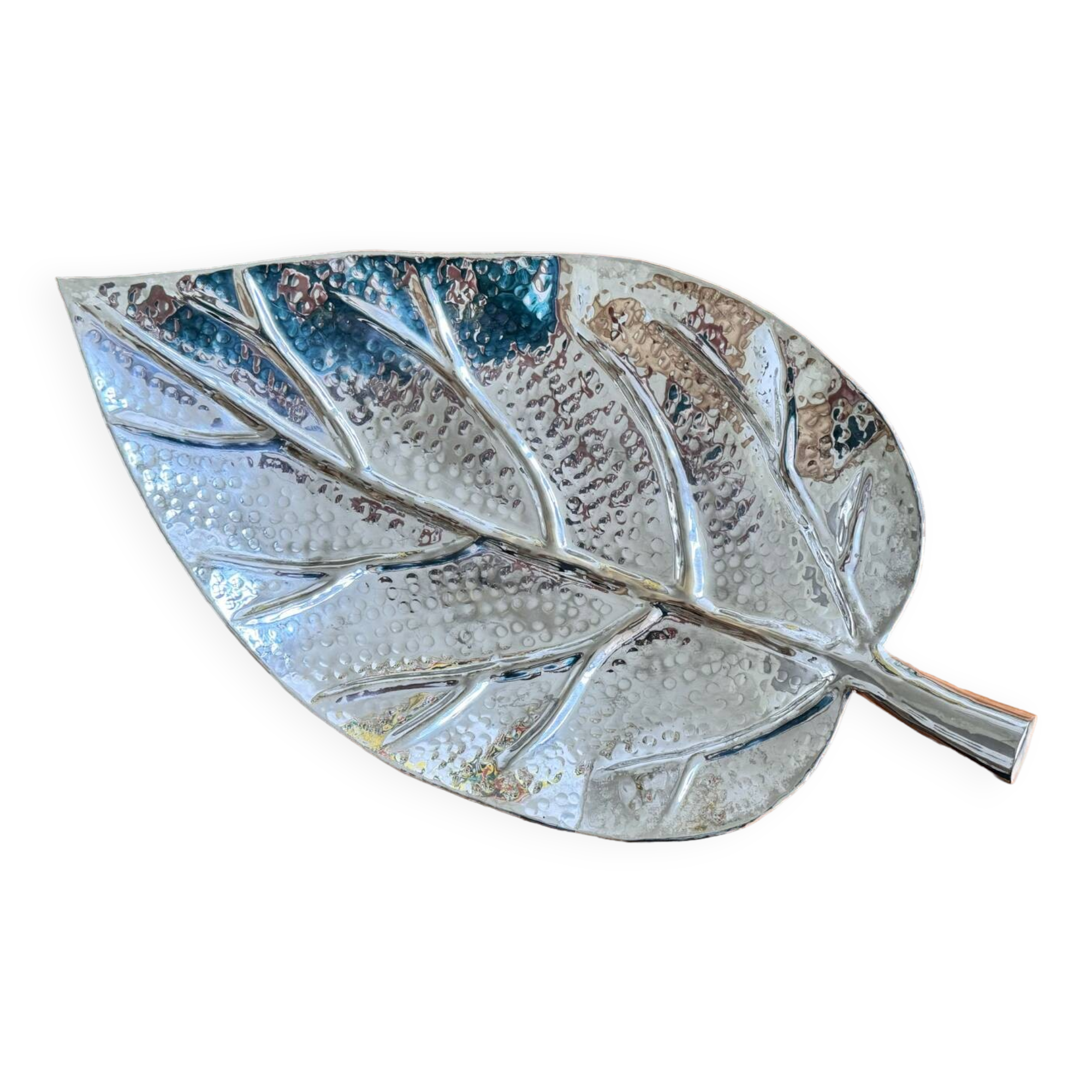 Grand plateau, centre de table en forme de feuille