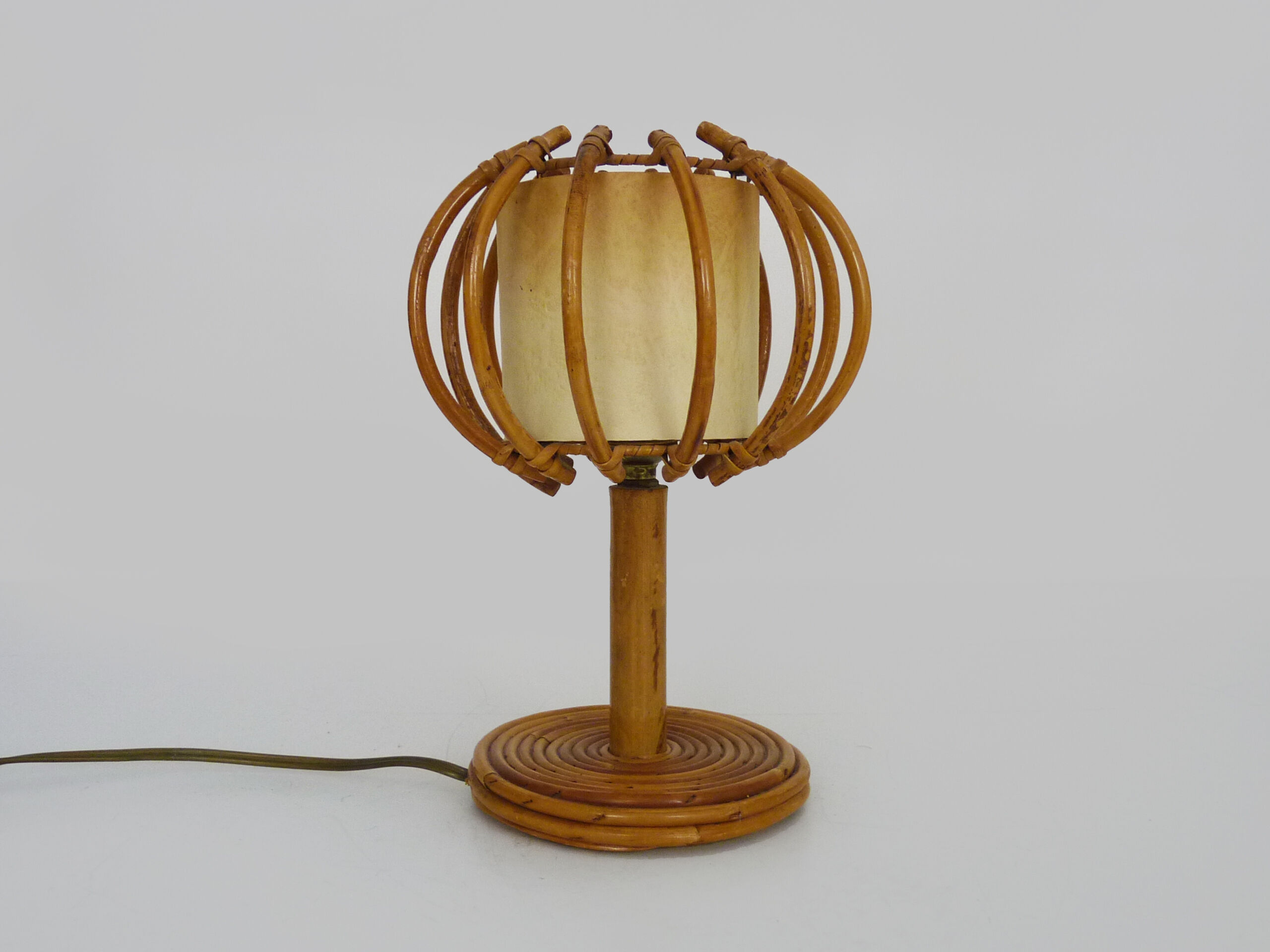 Rattan bedside lamp, 50s