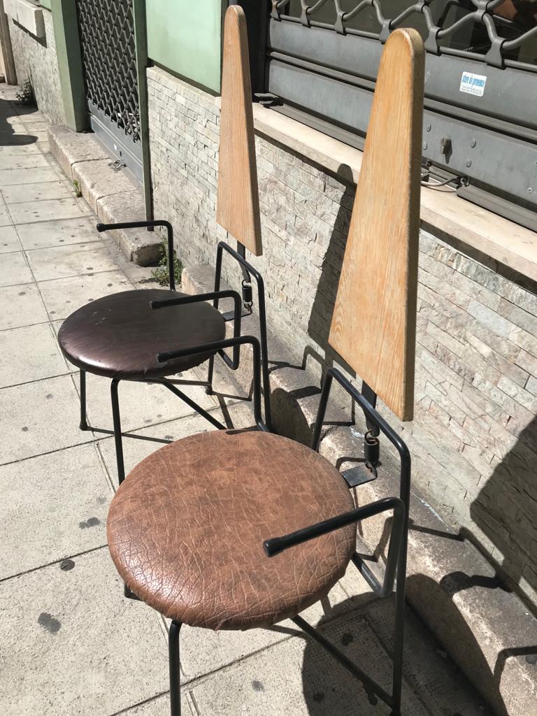 Paire de chaises originales cuir bois métal