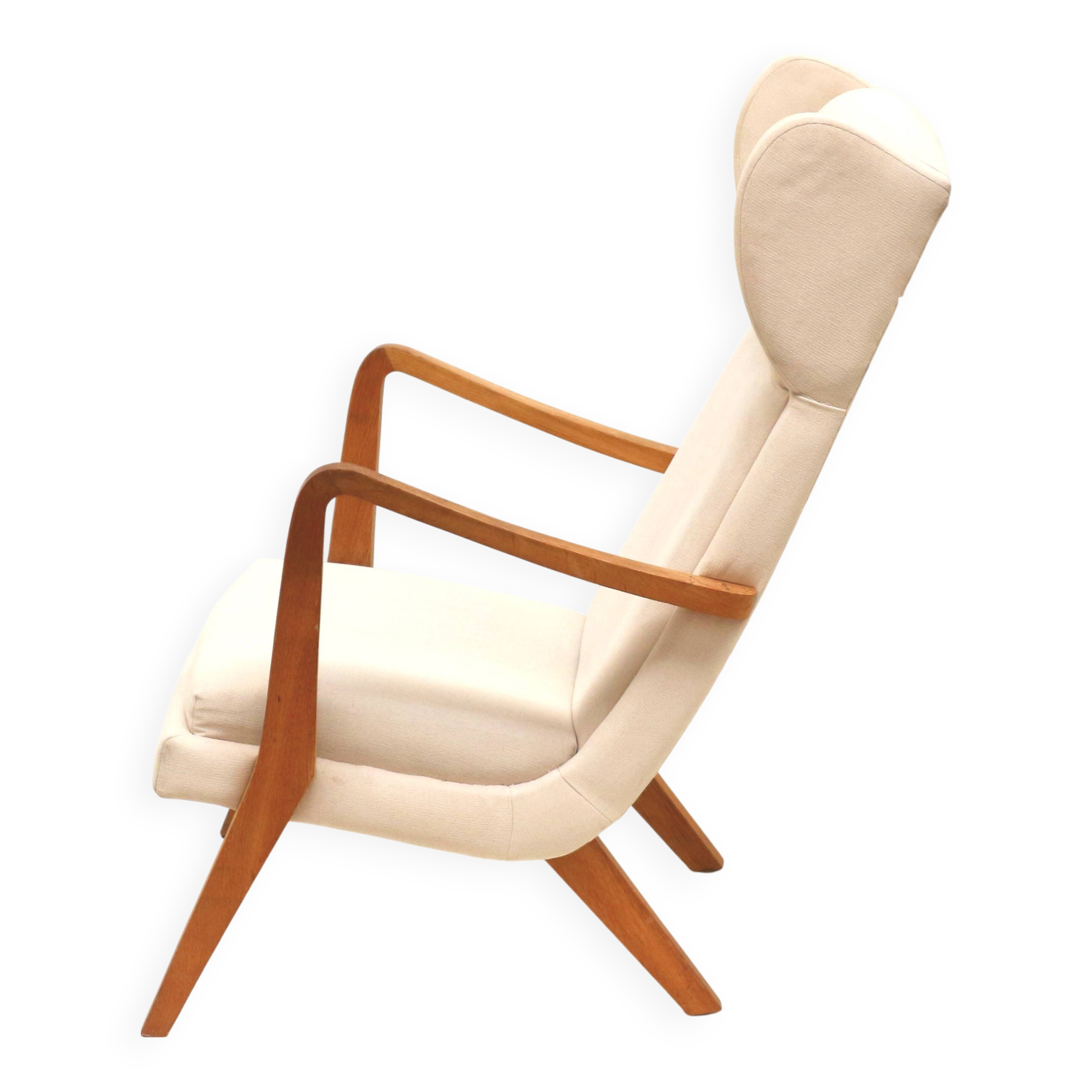 Danish design vintage armchair with cream upholstery from the 70s
