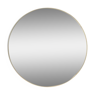 Round wall mirror 60x60cm artisanal in golden brass 100% handmade