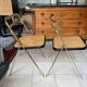 2 ribbed folding chairs CIDUE in gold chrome