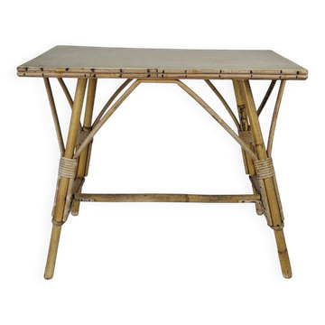 Table d’appoint / table basse en rotin et bambou, 1960's