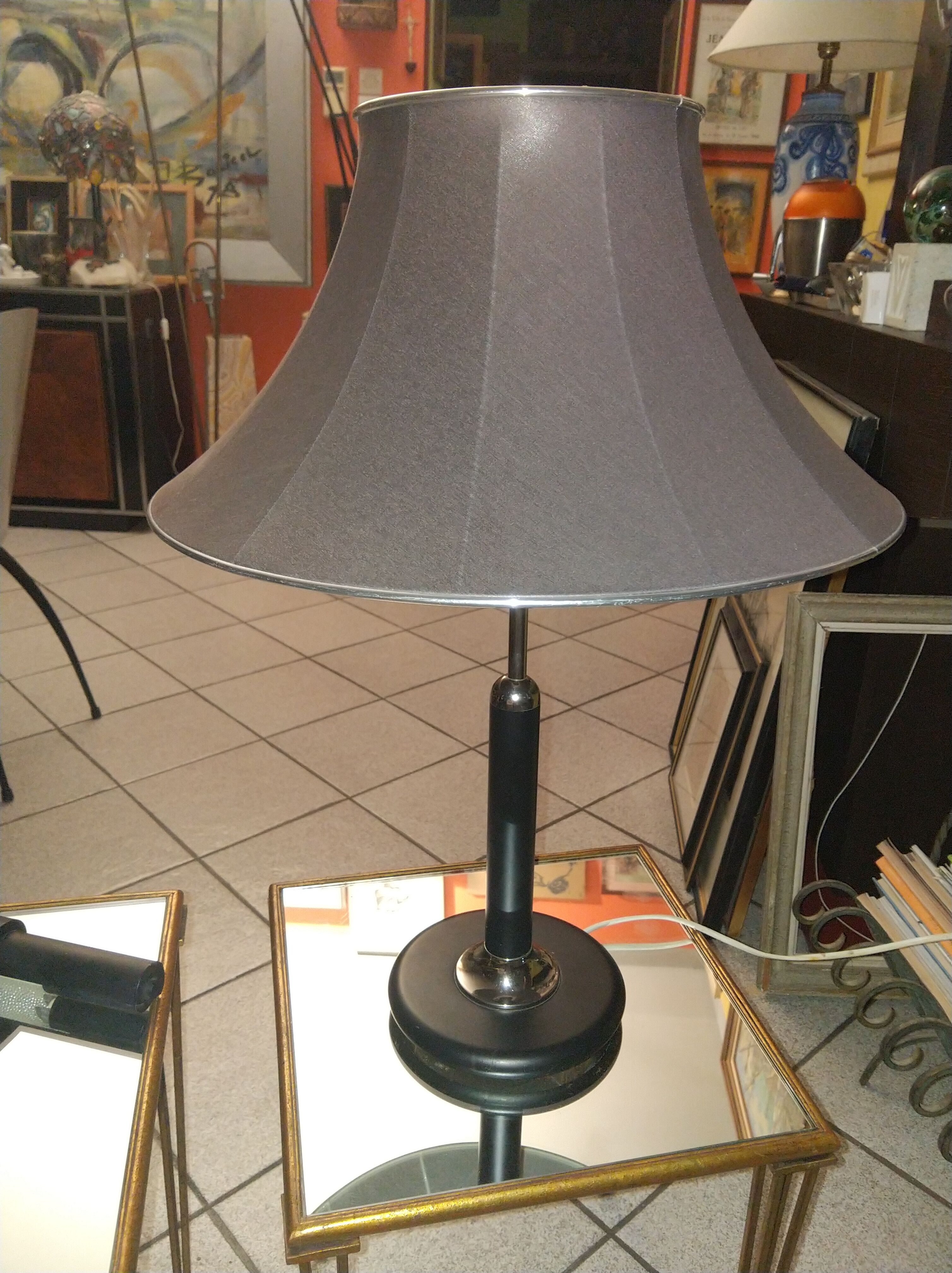 Black lacquered and chrome steel lamp, Norway, circa 1970/80