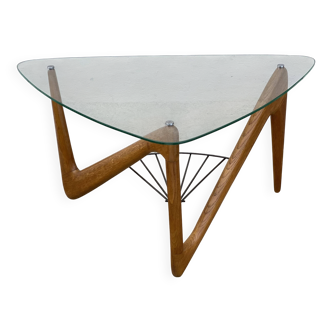Table basse tripode zigzag par Louis SOGNOT design 1955