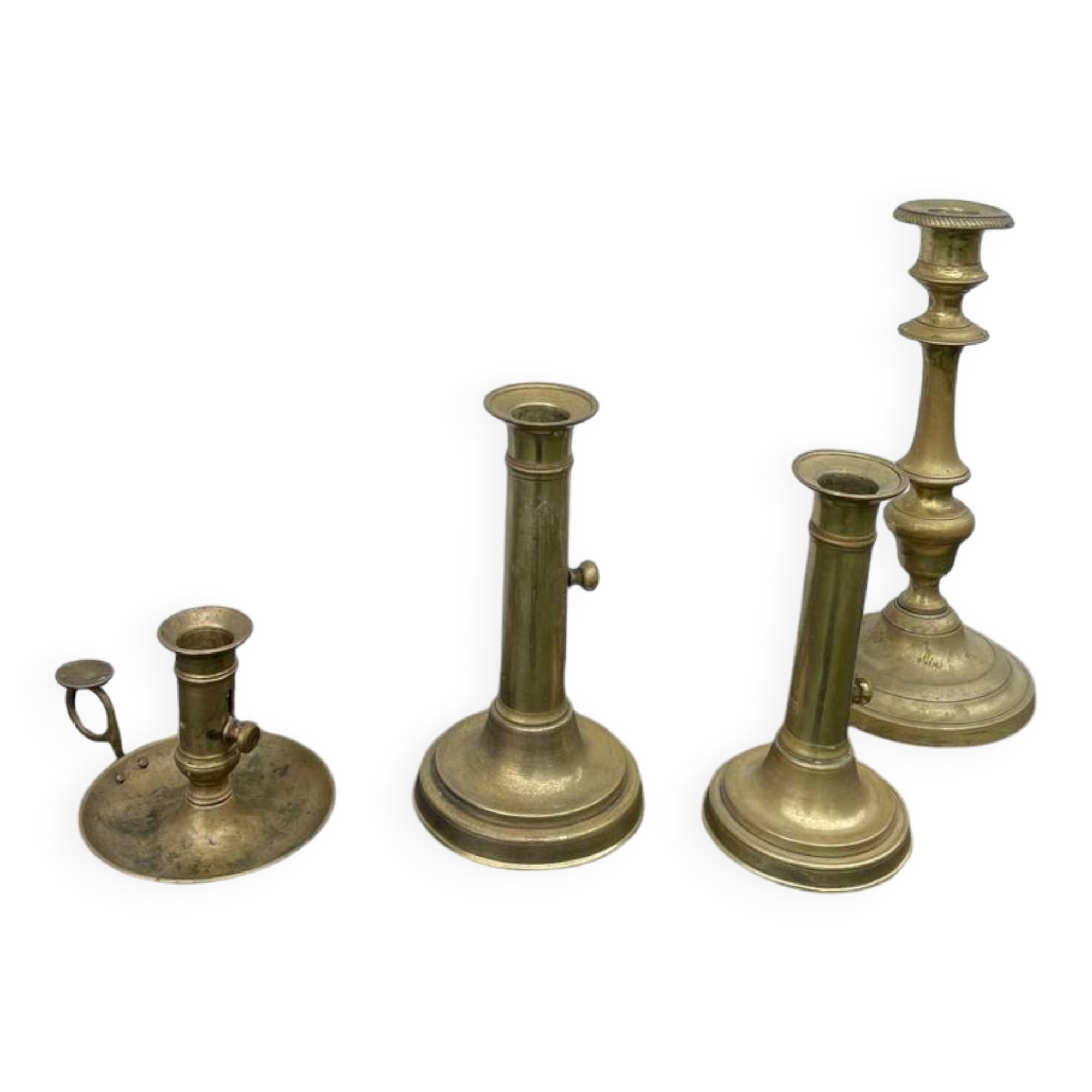 Set of gold-plated brass candlesticks