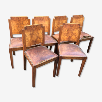 Series of 6 Art Deco chairs