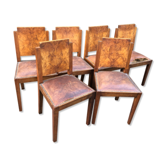 Series of 6 Art Deco chairs