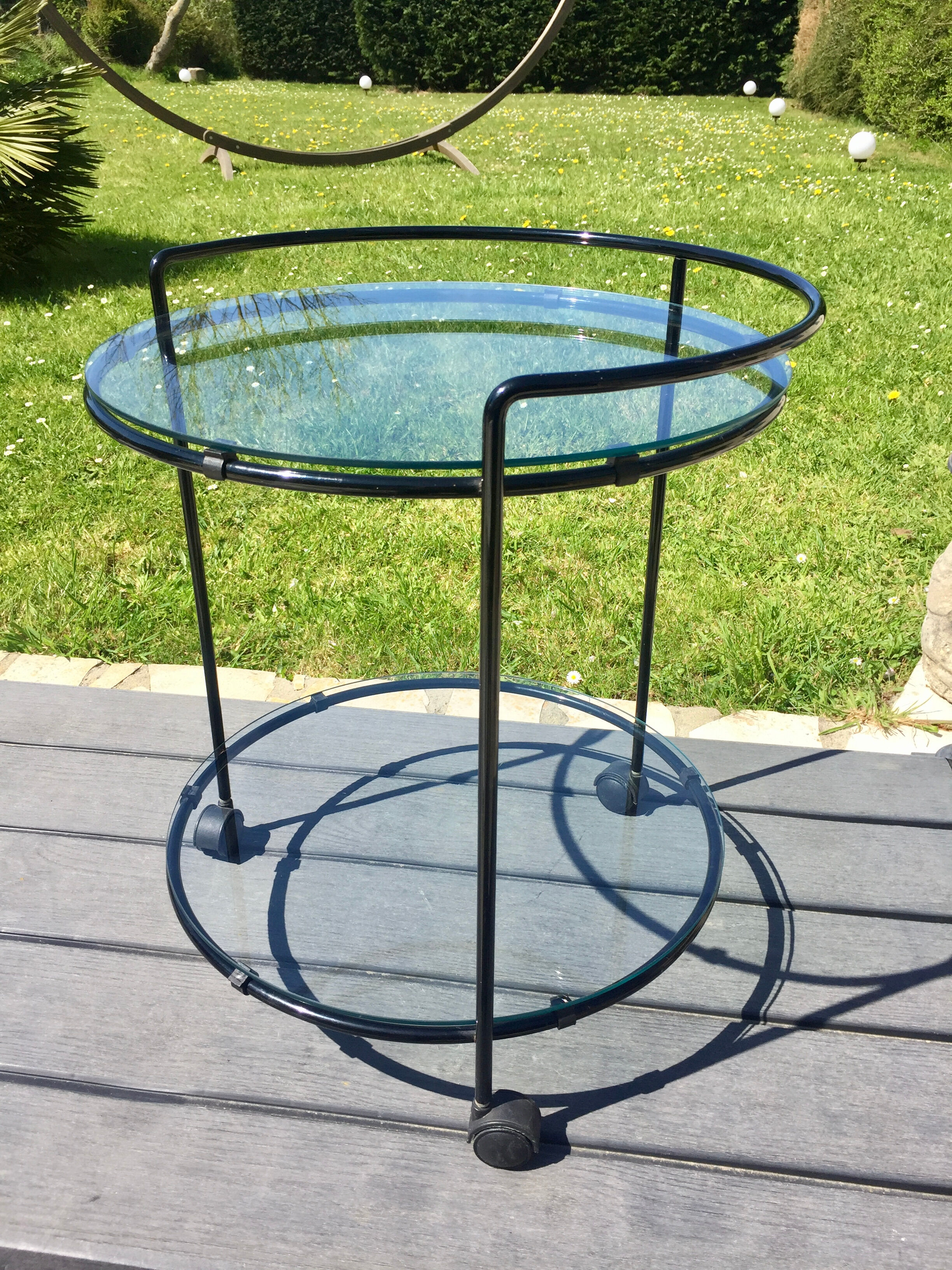 Vintage round service 70 glass trays