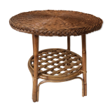Coffee table in rattan and vintage wicker