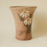 Vase Evasé Motif Marguerite - Potterie en Grès